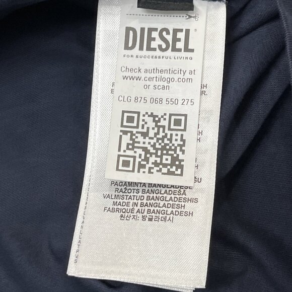 Diesel TShirt Mens L T Diegor K47 Midnight Blue Logo Short Sleeve Casual - Picture 7 of 10